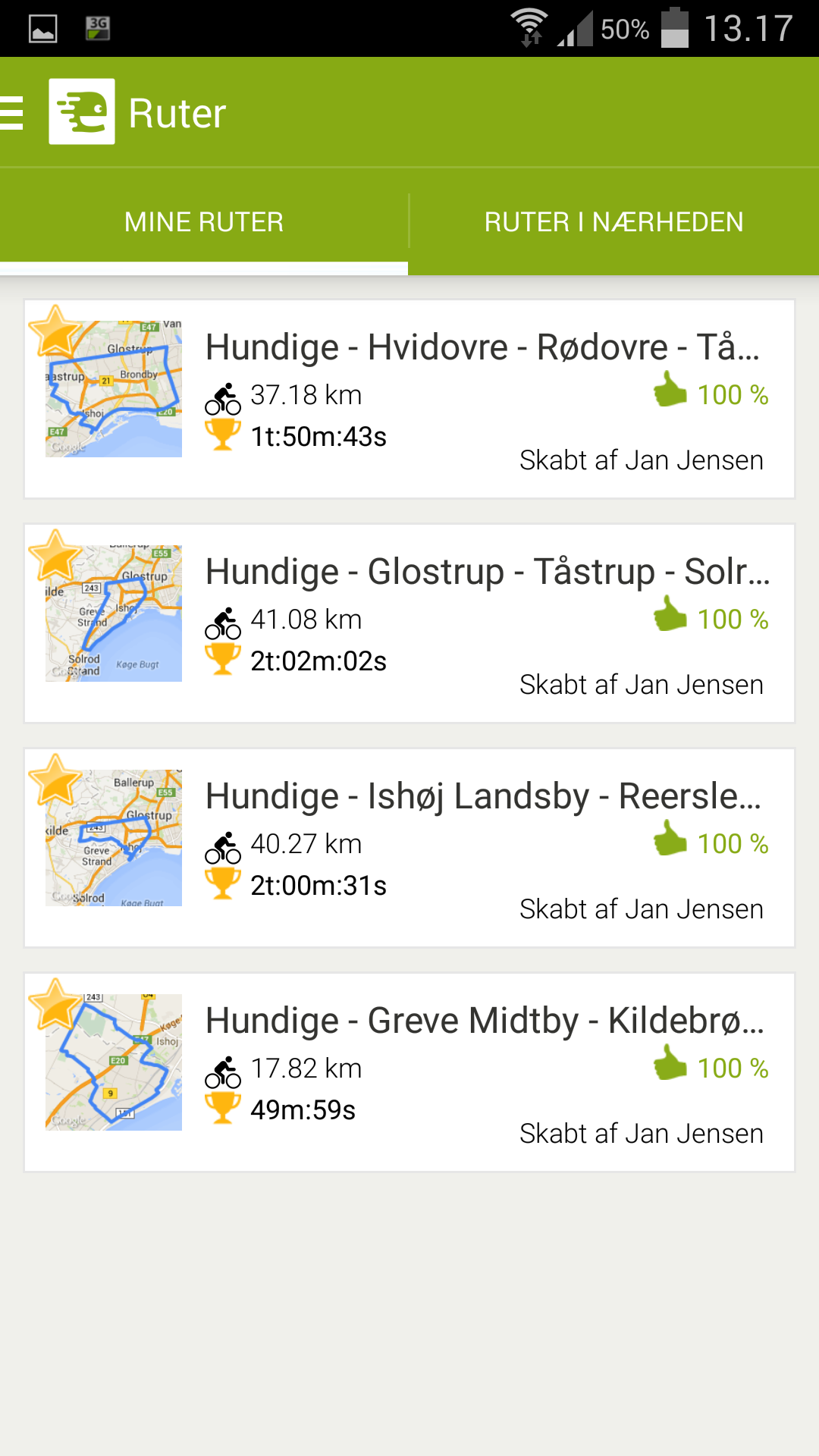 Endomondo-ruter