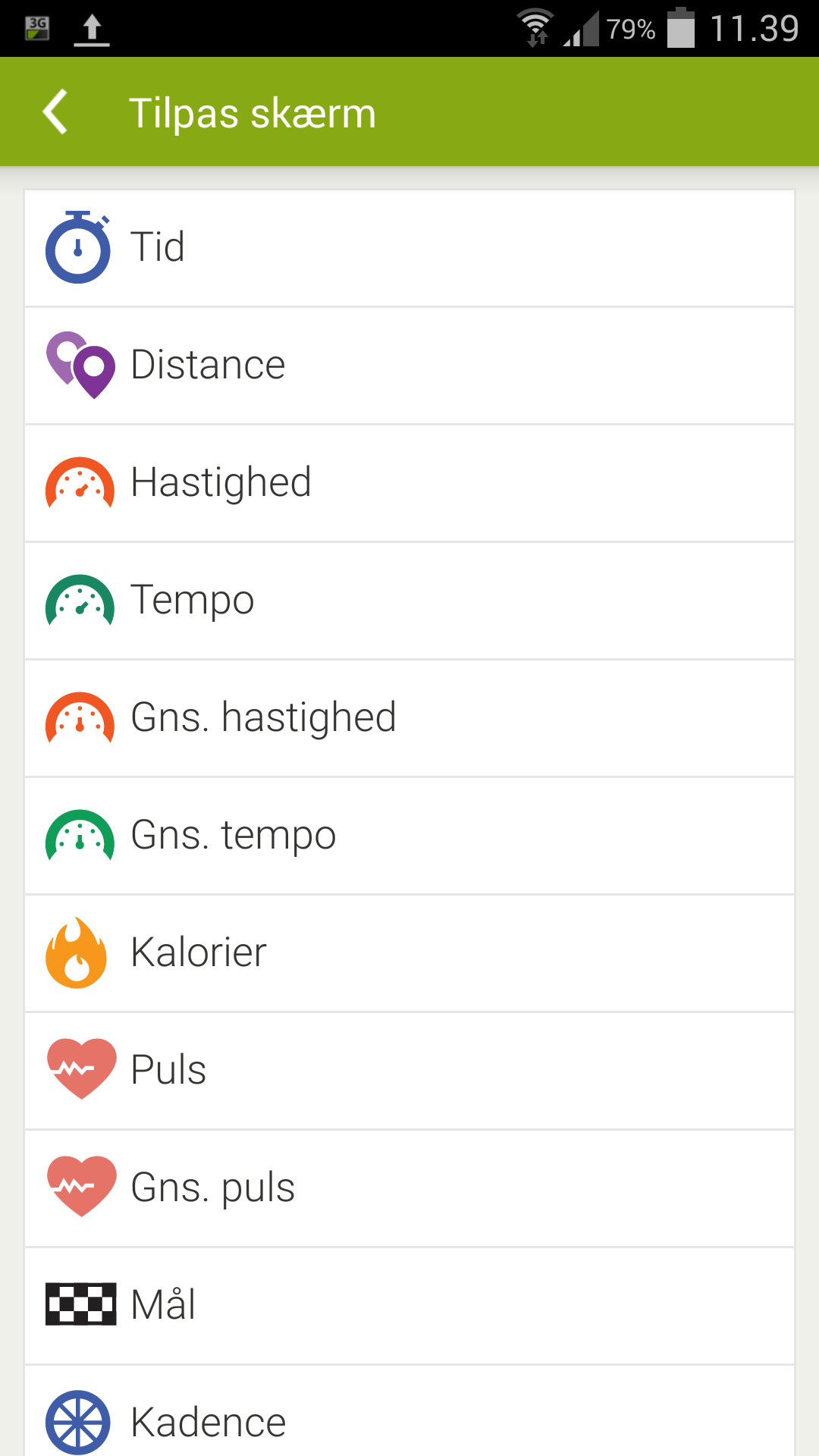 Endomondo-tilpas-skaerm