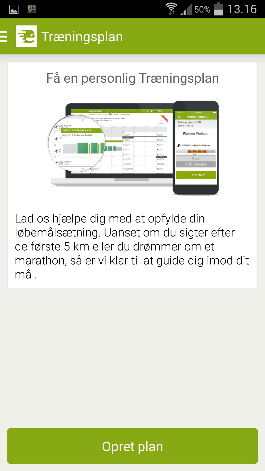 Endomondo-traeningsplan