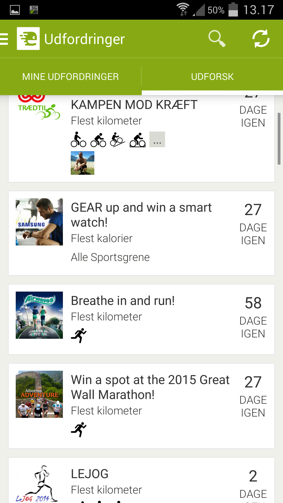 Endomondo-udfordringer